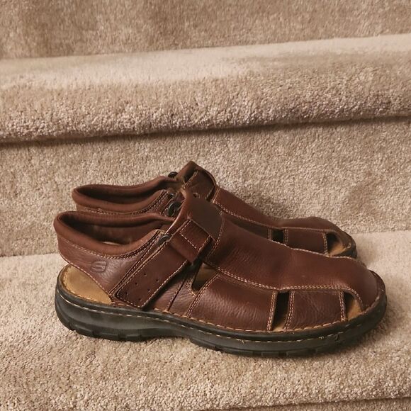 Skechers Men's Brown Leather Strap-On Sandals Size 11 - Picture 1 of 10